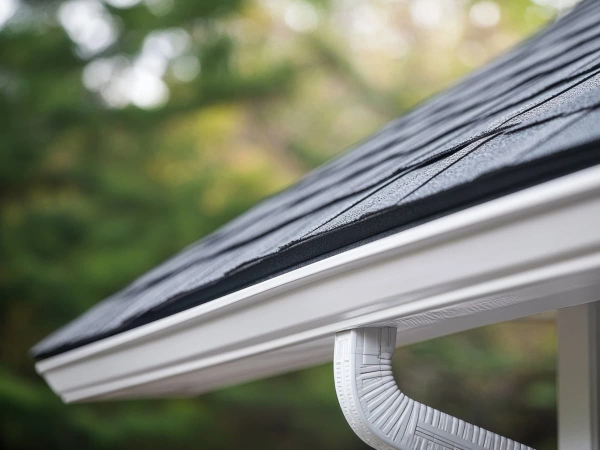Newly installed seamless gutters
