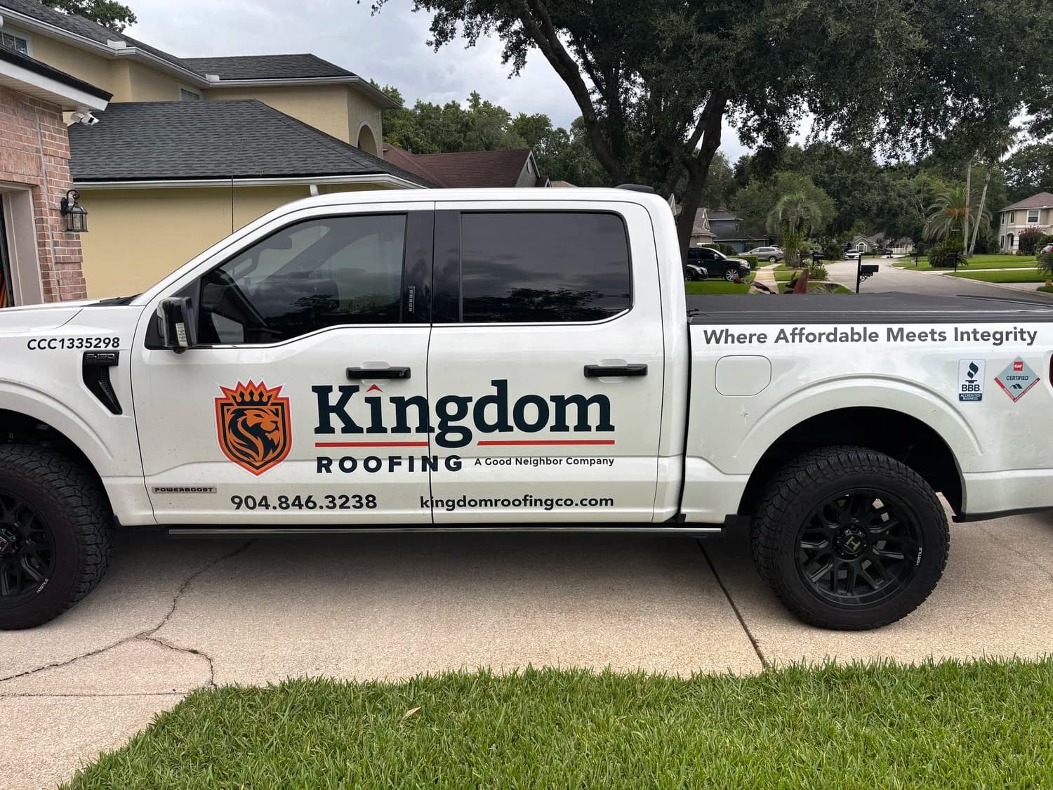 Kingdom Roofing branded service truck