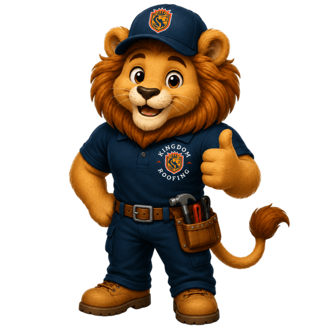 Leo, the Kingdom Roofing mascot